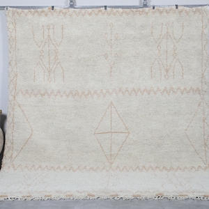 Beni Ourain Teppich Beige Tuareg Teppich aus Wolle in Beige Handgewebter Teppich Marokkanischer Berber Teppich Marokko Teppich Bild 1