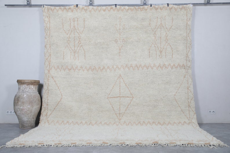 Beni Ourain Teppich Beige Tuareg Teppich aus Wolle in Beige Handgewebter Teppich Marokkanischer Berber Teppich Marokko Teppich Bild 1