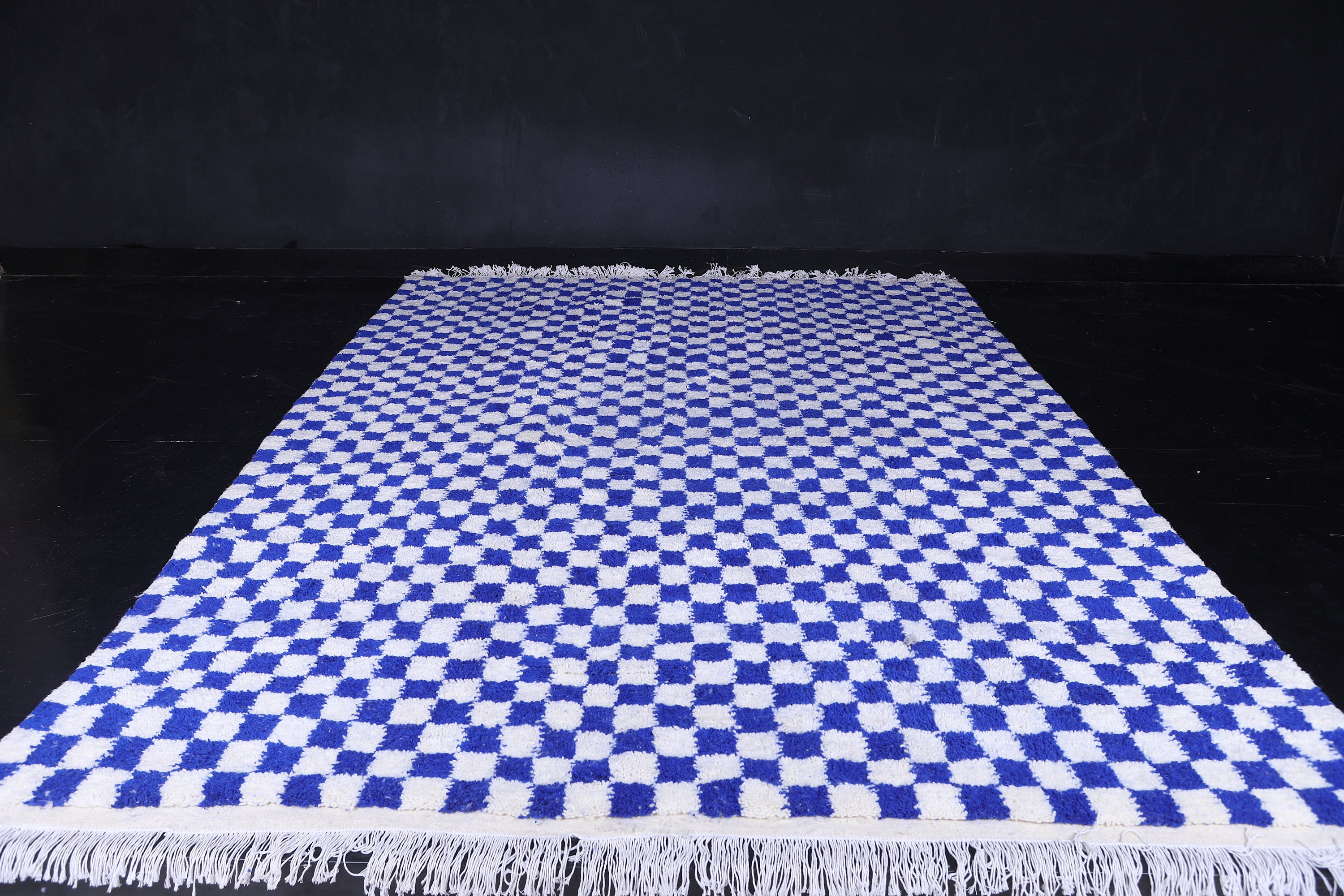 Checkered Blue Rug - Moroccan Rug Checkered - Blue Checkered Rug ...
