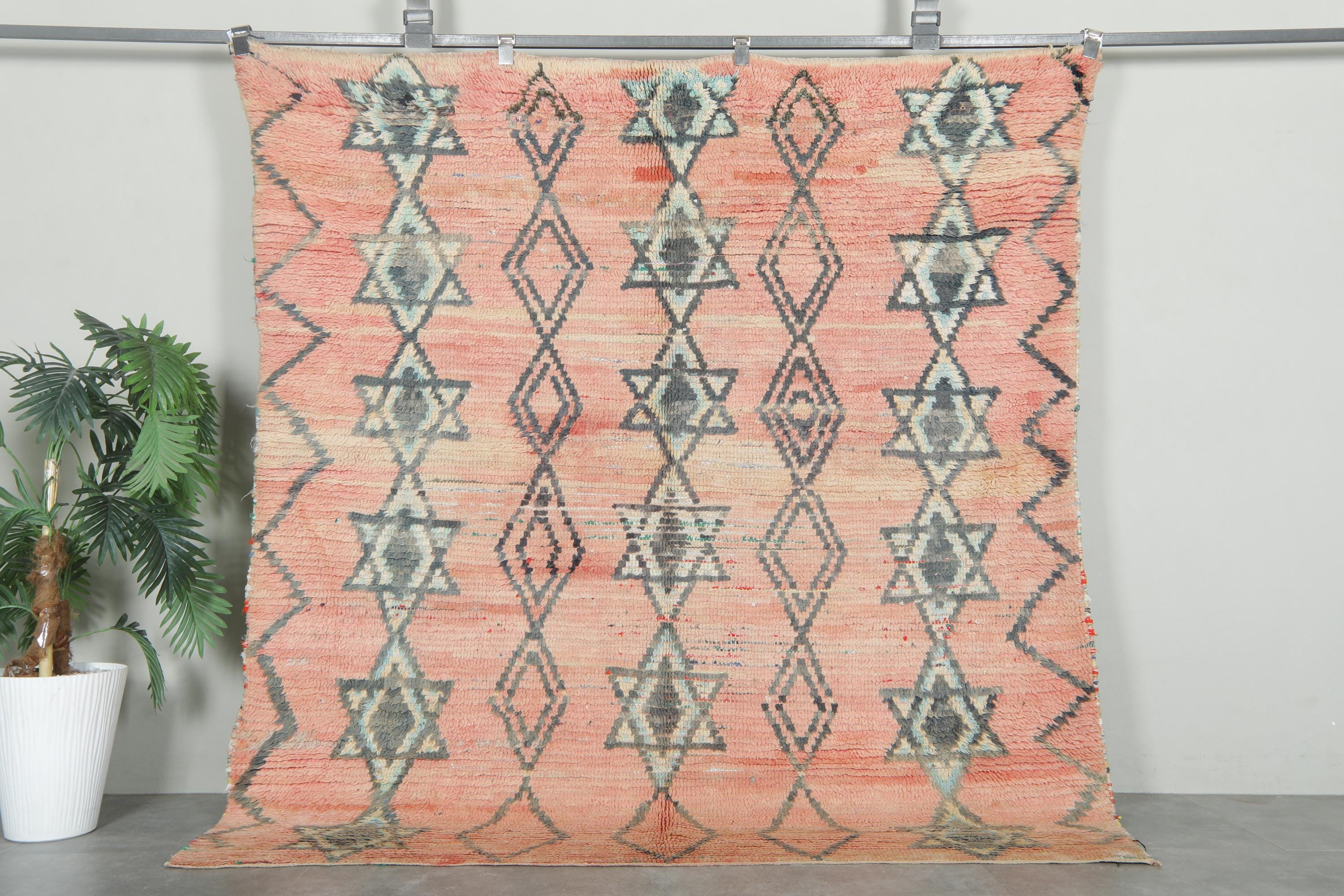 トライバルモロッコピンクラグ 5.8 x 6.3フィート - ヴィンテージ