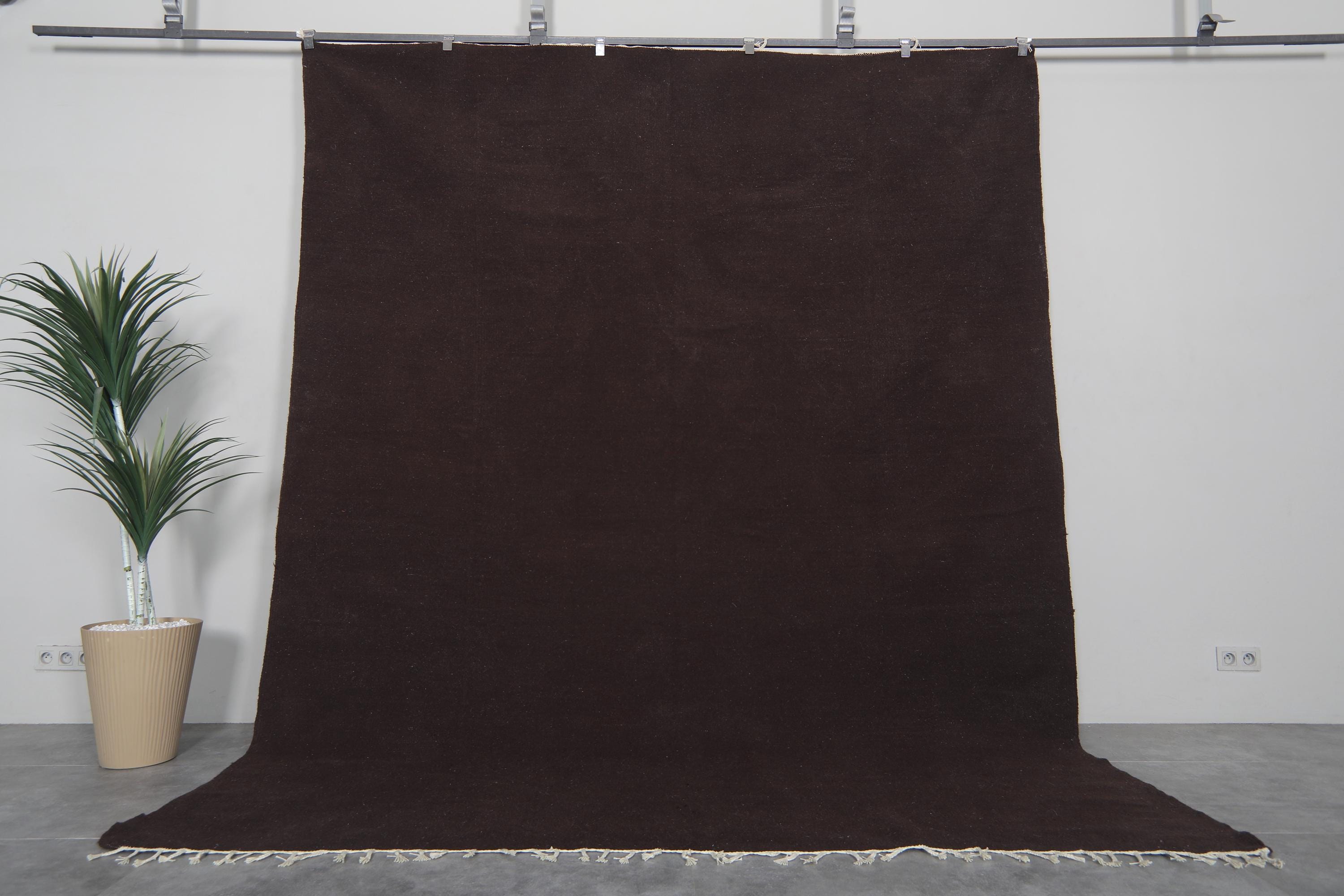 moroccan rug dark brown - Handmade morocco rug - custom size rug - Moroccan berber rug - Moroccan area rug - Flat woven kilim