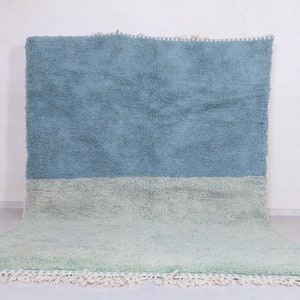 Moroccan rug Blue sky and Pistachio color  - Beni ourain rug - All wool berber rug - Custom area rug - handmade rug - Genuine lamb wool