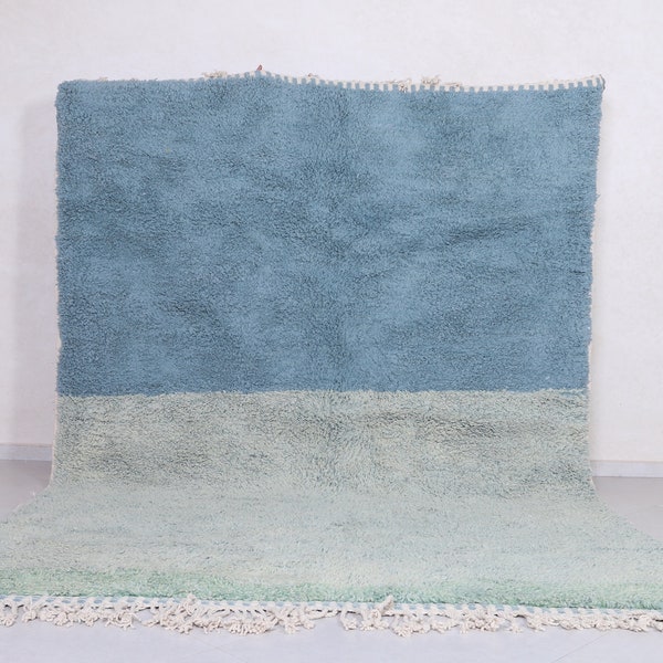 Moroccan rug Blue sky and Pistachio color  - Beni ourain rug - All wool berber rug - Custom area rug - handmade rug - Genuine lamb wool