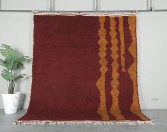 Moroccan rug deep terracotta-red - Handmade berber rug - Custom area rug - Beni ourain rug - Living room rug - Moroccan rug - Berber rug