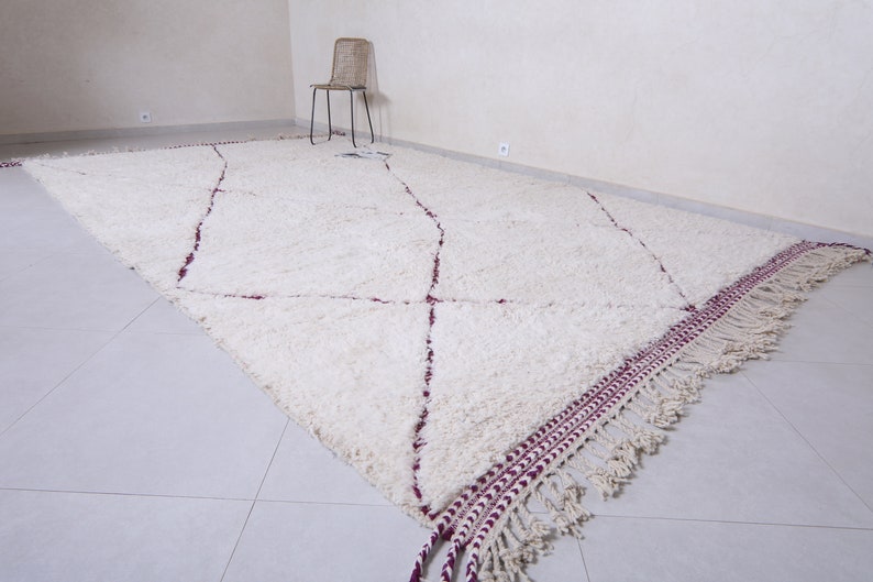 Alfombra marroquí anudada a mano Alfombra enrejado alfombra bereber Alfombra personalizada Alfombra hecha a mano Lana de cordero genuina Alfombra marroquí Alfombra Beni ourain imagen 4