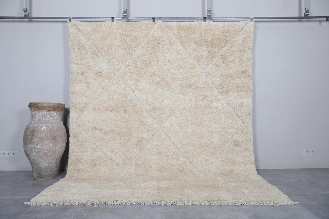 Beni Ourain Rug Ivory - Plain Cream Rug - Wool Berber Rug - Beni Ourain ...