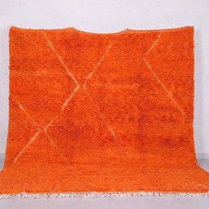 Moroccan orange rug - Beni ourain orange rug - Wool berber rug - Custom rug - Handmade rug - Genuine lamb wool - Orange carpet - Wool rug