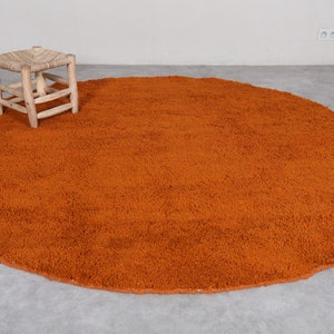 Marokkaans rond tapijt - oranje rond tapijt - oranje cirkeltapijt - effen rond tapijt - Marokkaans rond tapijt - rond tapijt - rond tapijt - rond berbertapijt