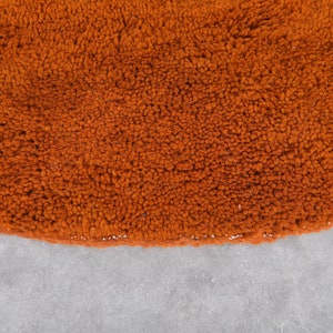 Moroccan orange round rug wool - Plain round rug - Moroccan round rug - Circle rug - Berber area rug - Handmade rug image 10