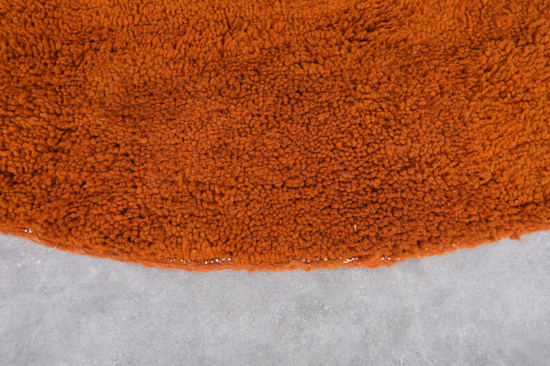 Moroccan orange round rug wool - Plain round rug - Moroccan round rug - Circle rug - Berber area rug - Handmade rug image 10