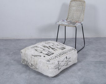 Moroccan pillow transformed to Floor cushion - Handmade 24x24 inch Pouf Ottoman for Footrest or Decor