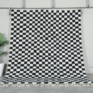 Handmade Moroccan Checkerboard Wool Rug 8x10 - Berber Design