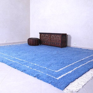 Moroccan rug Blue Berber rug Custom Moroccan rug Beni ourain rug Handmade rug Plain Wool rug Blue rug Moroccan area rug image 4