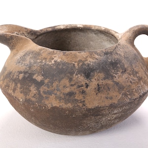Vintage old an antique pot with patina 10.2 inches w x 5.9 inches h -moroccan old pottery