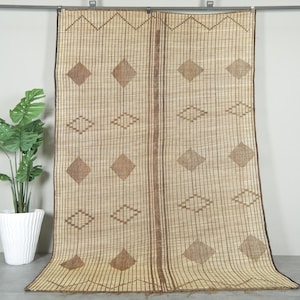 African Tuareg mat 6.1 x 9.7 feet vintage tuareg rug - vintage mauritanian rug - vintage rug - reed rug - mauritanian mat - reed rug
