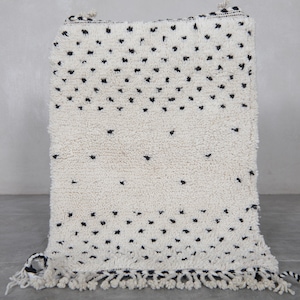 Handmade moroccan rug 2 x 2.9 feet moroccan dots rug - berber rug - folks dots rug - small rug - moroccan rug - beni ourain rug