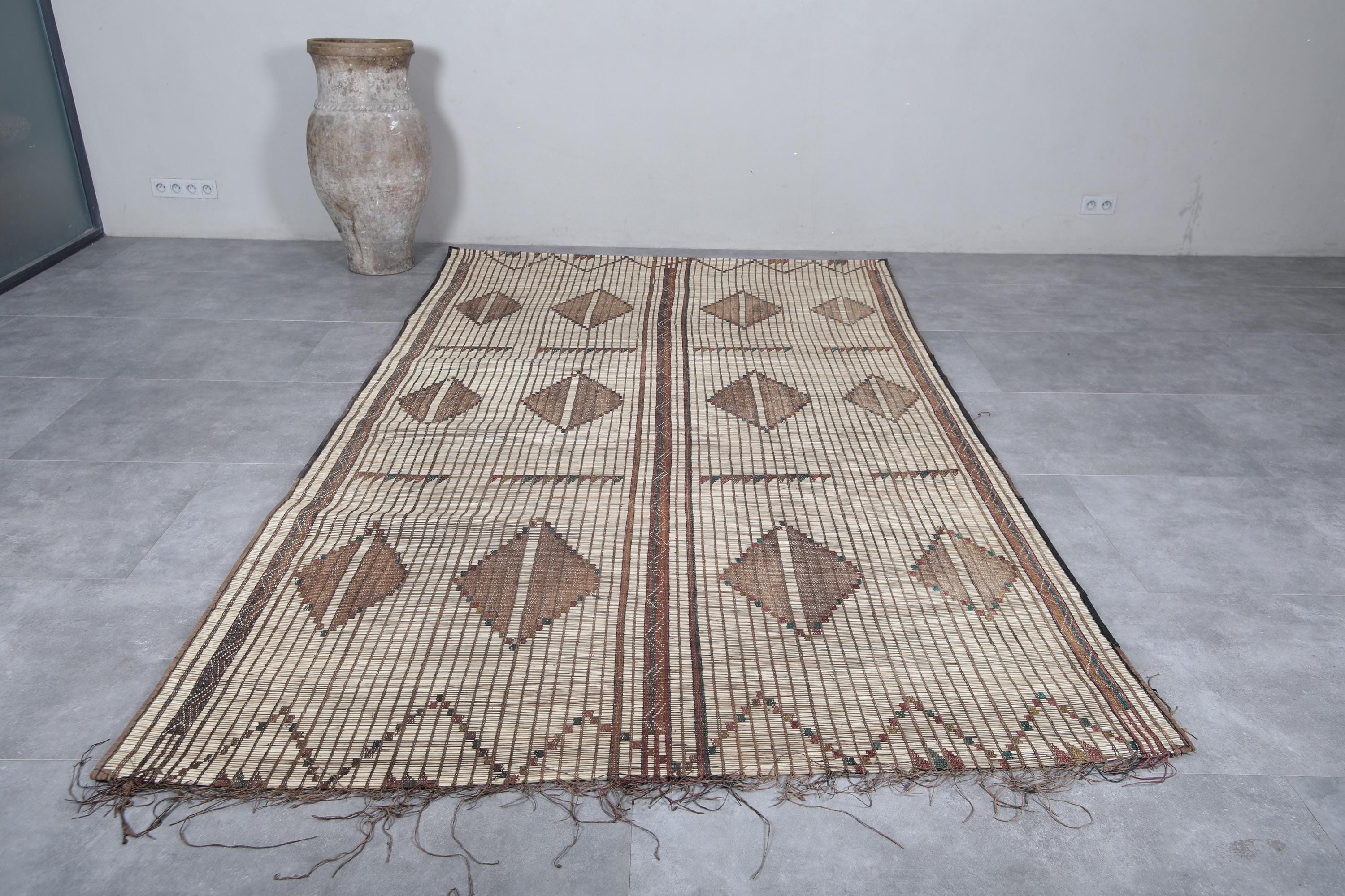Reed Rug Mauritanian Tuareg Rug 6.4 X 10.9 Feet Vintage Tuareg Mat - Handmade ...