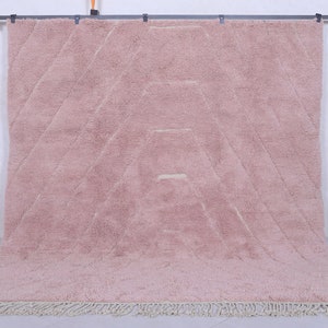 Handmade moroccan rug 8.3 x 9.1 feet  moroccan berber rug - morocco rug - beni ourain rug - pink rug - moroccan area rug - wool rug