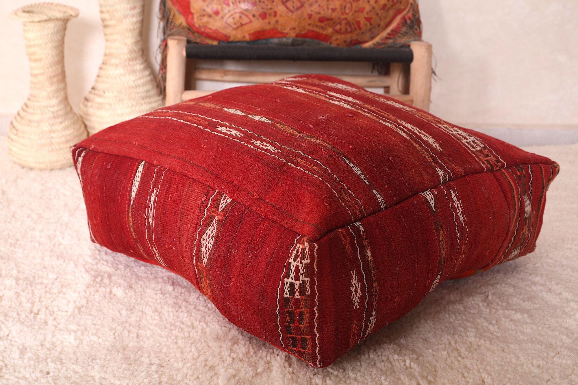 Moroccan Cushion Ottoman Moroccan Square Pouf 24 Etsy