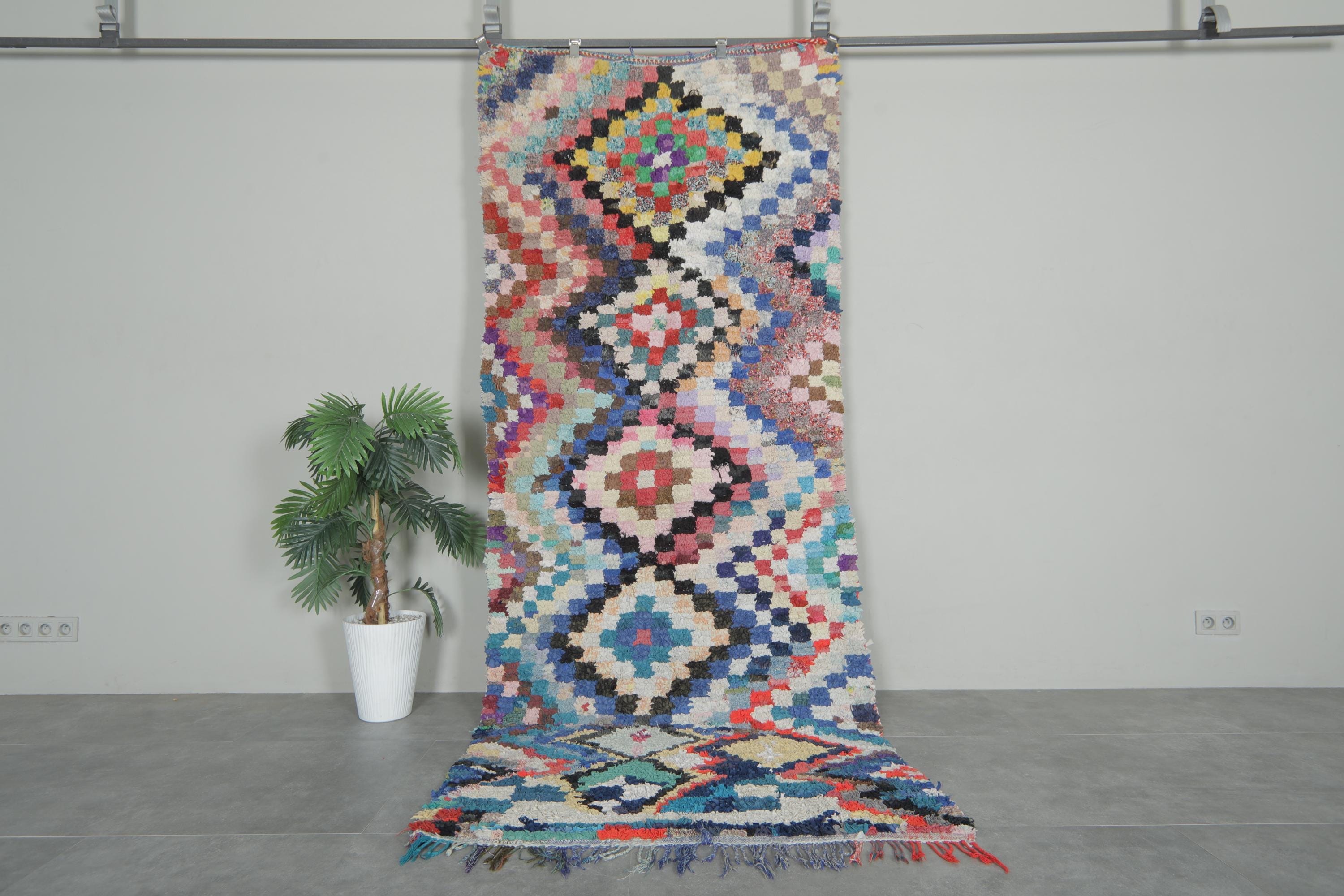 ランナーモロッコラグ 4 x 9.6フィート ヴィンテージベルベルラグ