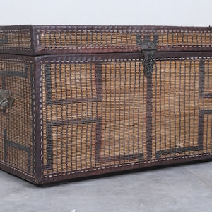 Handcrafted African Chest – Boho Decor Wooden Trunk with Leather - African Storage Trunk – Boho Wooden Chest, Nomad Handmade Chest