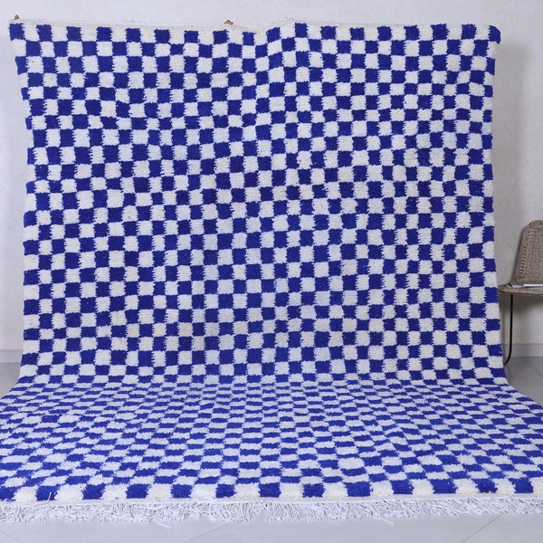 Checkered Blue rug - Moroccan rug Checkered - Blue Checkered rug - Handmade rug - Moroccan rug - Checkerboard rug - Beni ourain rug