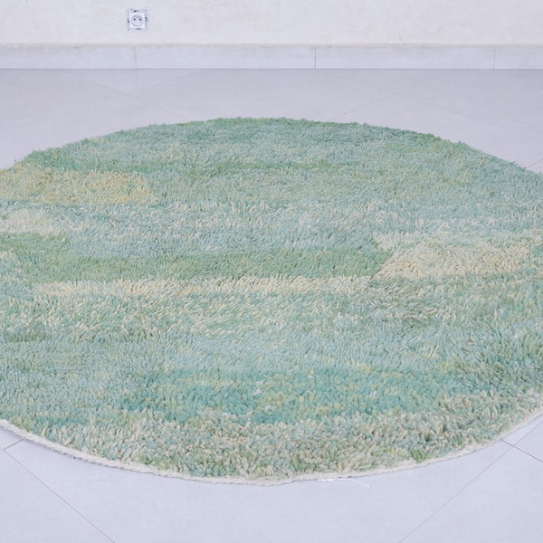 Alfombra redonda marroquí verde - alfombra redonda hecha a mano - alfombra redonda bereber - alfombra redondeada - círculo de alfombra marroquí - alfombra verde - alfombra hecha a mano