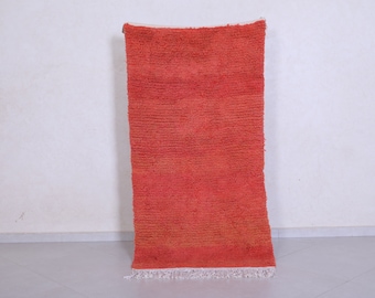 Vintage Moroccan Red rug 3.2 x 6.2 feet plain rug - vintage rug - handmade rug - moroccan runner rug - long rug shag - rag rug