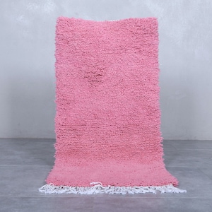 Berber rug pink 2 x 4.1 feet moroccan wool rug - handmade berber rug - moroccan pink rug - moroccan rug - wool berber rug - morocco rug