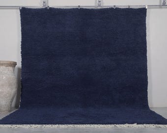 Moroccan cobalt blue rug - Moroccan solid rug - Beni ourain rug - Berber handmade rug - Moroccan rug - Hand knotted rug - Blue cobalt rug
