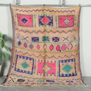 Moroccan berber azilal rug 5.5x7.1 ft Handmade rug with Colorful Geometric Tribal Patterns - Boho rug - Wool area rug - Vintage rug