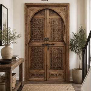 Porta marocchina in legno intagliato a mano / Porta d'ingresso in cedro su misura – Porta marocchina su misura / Porta d'ingresso esterna in legno intagliato – Porta mediterranea