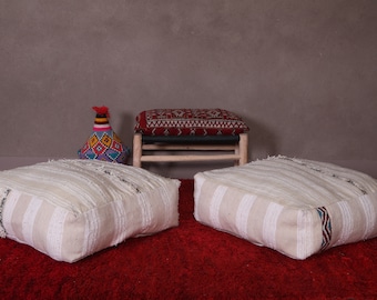 Seduta da terra Boho per completare la tua seduta da terra - Cuscino pouf da terra Kilim fatto a mano da 24 x 24 pollici per arredamento Boho e stile marocchino