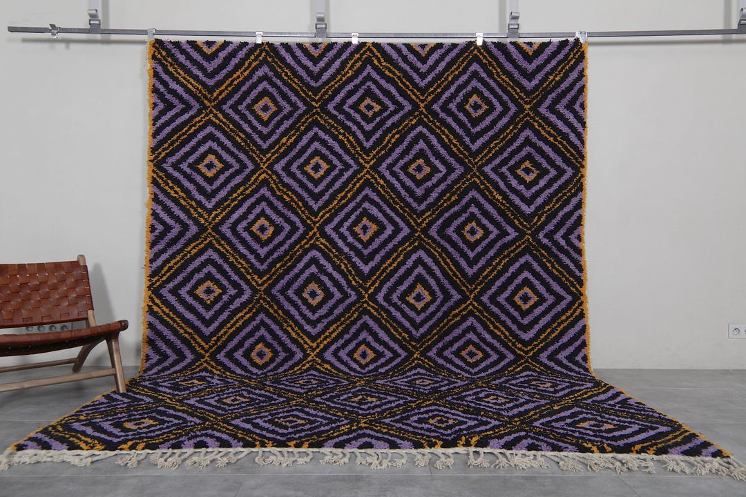Moroccan Purple Rug - Beni Ourain Hand Knotted Rug - Moroccan Rug ...