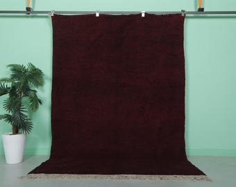 Moroccan rug Dark Burgundy 5.2 x 7.6 feet hand knotted rug - morocco rug - beni ourain rug - moroccan area rug - wool rug