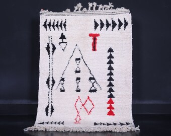 Azilal moroccan rug 3.3 x 4.9 feet vintage rug - handmade rug - berber shaggy rug - area rug - beautiful tribal rug - beni ourain rug