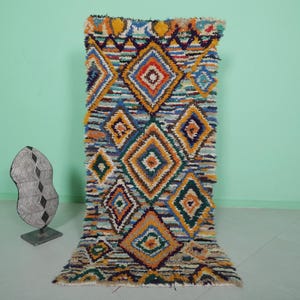 Fabulous Moroccan rug 3 x 6.5 feet vintage amazing tribal rug - boho rug - handmade moroccan rug - vintage rug - morocco rug - bohemian rug