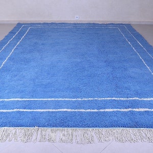 Moroccan rug Blue Berber rug Custom Moroccan rug Beni ourain rug Handmade rug Plain Wool rug Blue rug Moroccan area rug image 5