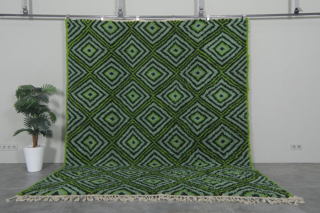 Greenarbic Rug Patterns Moroccan Rug Green Hand Knotted - Moroccan Green Rug - Moroccan Berber ...