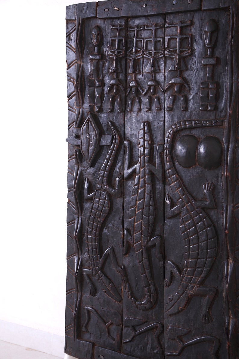 Vintage African Wood Door, Wall Art Dogon African Wood Granary House