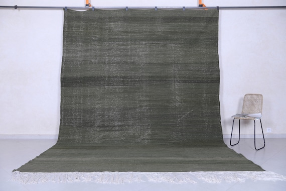 Green moroccan kilim rug - Berber rug - Hand woven rug - Moroccan area rug - Morocco rug - Handmade rug - Custom rug - Flat woven rug
