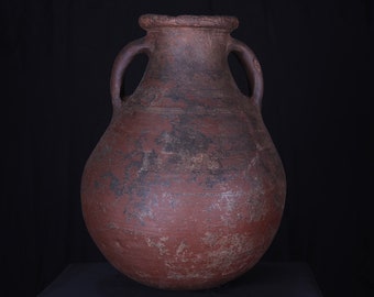 Old vintage moroccan pottery pot 12.2 inches w x 15.7 inches h