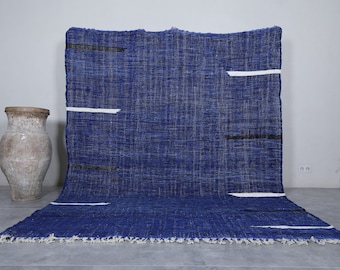Flat woven blue rug - Moroccan rug - Blue area rug - Custom size rug - Berber rug - Moroccan rug - Handmade rug - Tribal wool rug