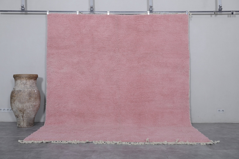 Moroccan rug millennial pink - Solid rug - Moroccan plain rug - Handmade rug - Beni ourain rug - Moroccan area rug - Morocco rug image 8