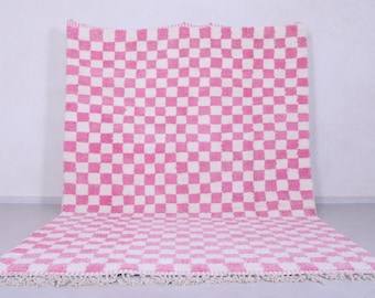 Moroccan rug pink - Checkered pink rug - Pink rug - Pink checkered rug - Berber pink rug - Moroccan rug - Handmade rug - Moroccan area rug