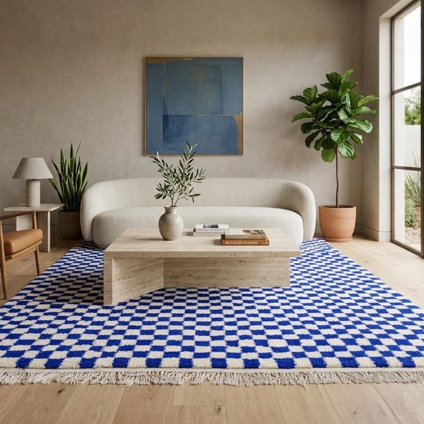 Checkered Rug - Etsy