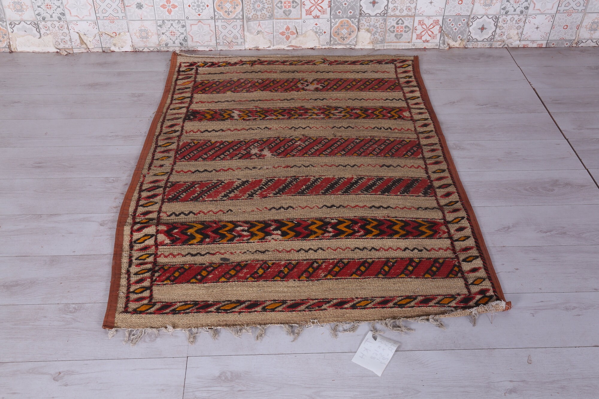 Vintage straw Moroccan mat 3.7ft x 5.1ft Berber Straw Mat Etsy