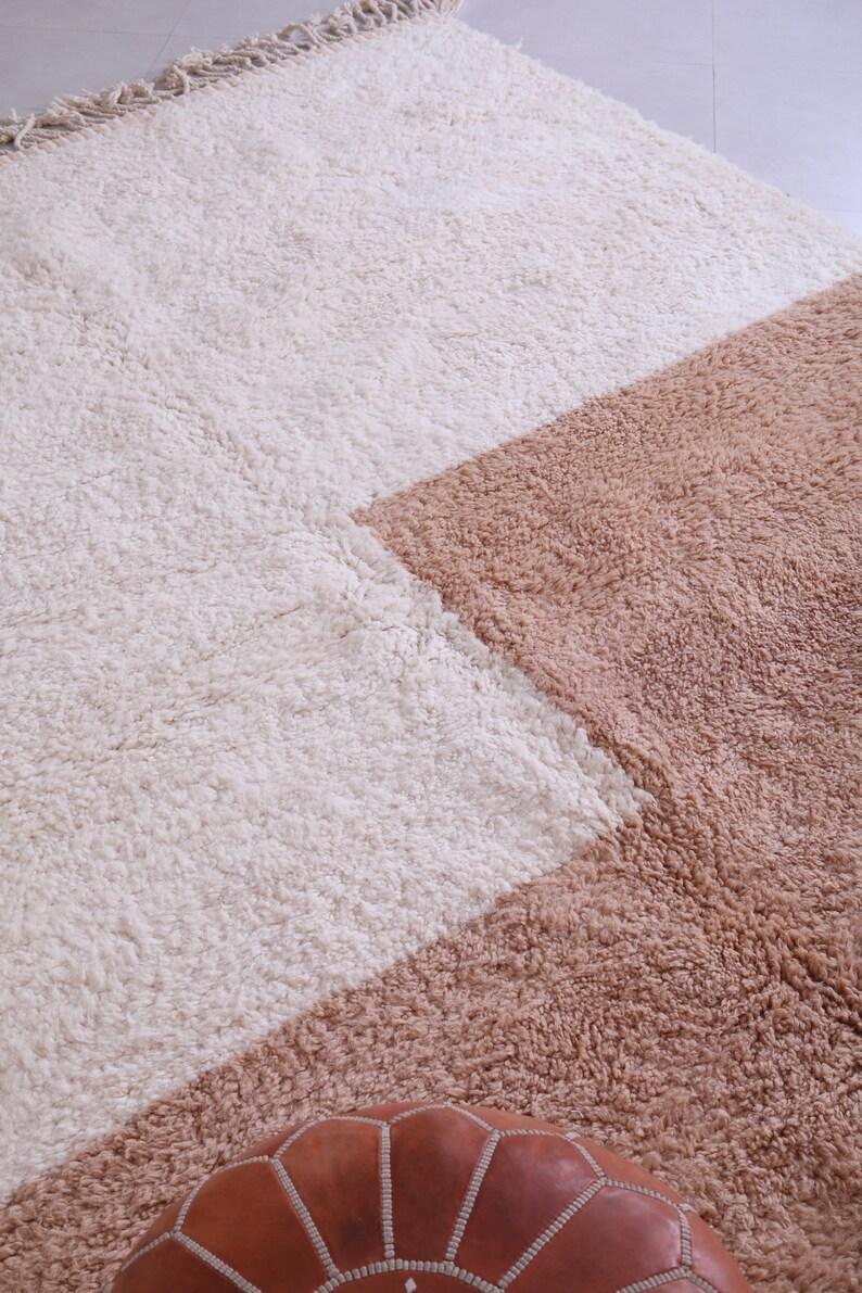 Moroccan peach rug - Wool peach rug - Handmade peach rug - Wool berber rug - Beni ourain rug - Custom rug - Handmade rug - Moroccan area rug image 8