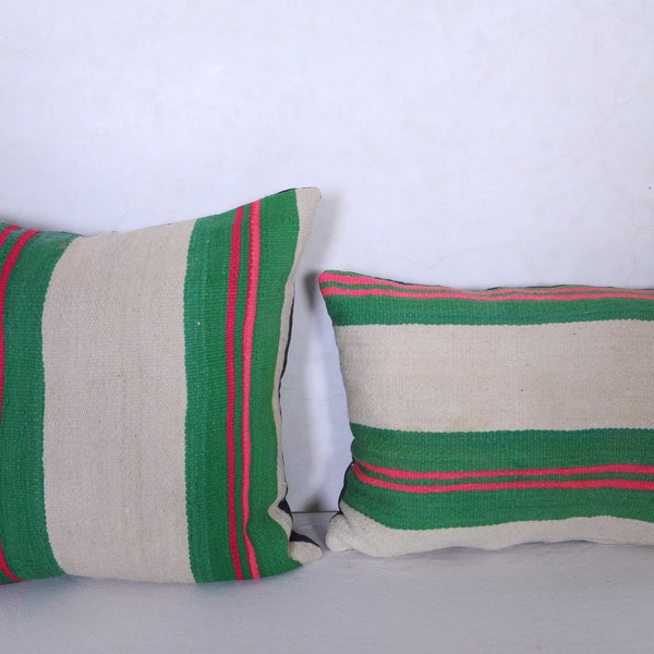 Striped Moroccan pillow - Stuffed pillow - Set of 2 pillows - Hand woven Pillow - Moroccan Pillow Filled - Home decor