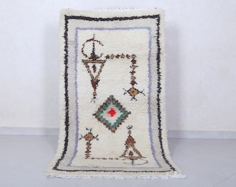 Moroccan berber rug 2.8 x 5.4 feet berber azilal rug - beni ourain rug - handmade berber rug - moroccan wool rug - floor rug - morocco rug